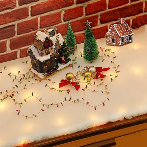 Couverture Neige Artificielle Avec Lumières LED - 180 x 45 cm - Pour Décoration Hivernale Arbre De Noël Cheminée Table - 1 Pièce (1/5)