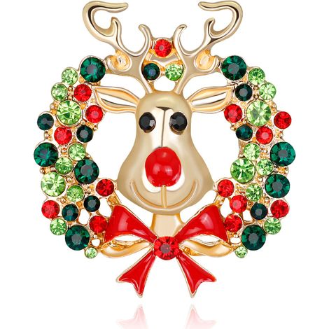 Broche de Noël avec motif sapin de Noël, canne de Noël, flocon de neige, pomme et cerf (1/4)