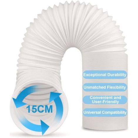 Tuyau Climatiseur Mobile, Tuyau D'évacuation D'air En Pvc Flexible Tube De Ventilation Universel Tuyau Kit Pour Climatiseur Mobile Diamètre 15cm (15CM Diamètre x 2M Longueur) (1/5)