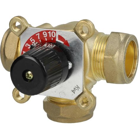 Vanne mélangeuse 3 voies Wipex à bague laiton Ø28mm - Ø20mm - 4 Kvs