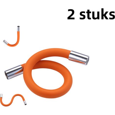 Rallonge de robinet en 2 parties rallonge de tuyau universelle flexible d extension anti éclaboussures pivotante orange 25 cm (1/5)