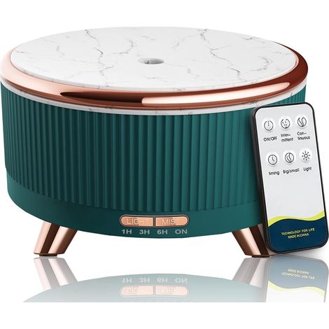 Diffuseur d'huiles essentielles pour grandes pièces, diffuseur d'aromathérapie 500 ml, humidificateur à brume froide avec télécommande, 7 couleurs de lumière et 3 modes de brumisation, arrêt automatiq (1/5)
