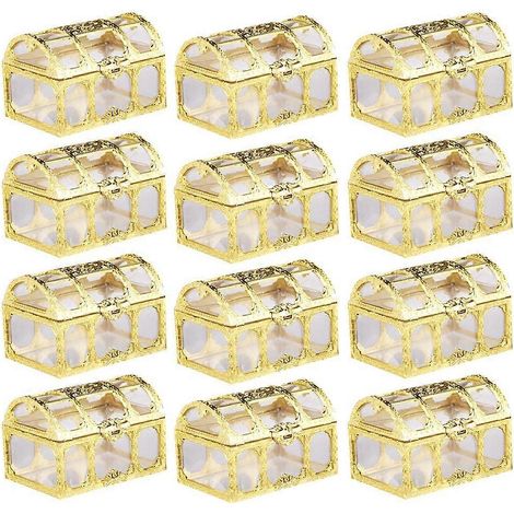 Boîte à bonbons créative en forme de coffre au trésor, contenant à sucre, présentoir, étui de rangement pour cadeaux, articles de fête pour mariage (doré) (1/5)