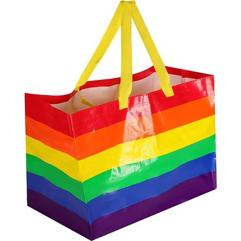 CCYKXA 1pc (rainbow color, 55L x 35W x 39H (cm)) large reusable shopping bag, lightweight, foldable, washable, suitable for daily life, picnics, camping