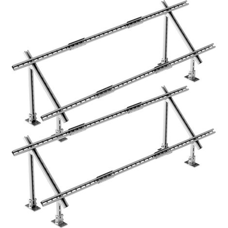 Mophorn 2-Set staffe di montaggio per pannelli solari, staffe di montaggio a terra in acciaio al carbonio regolabili da 30° a 60° per 4-8 pannelli solari (1/5)