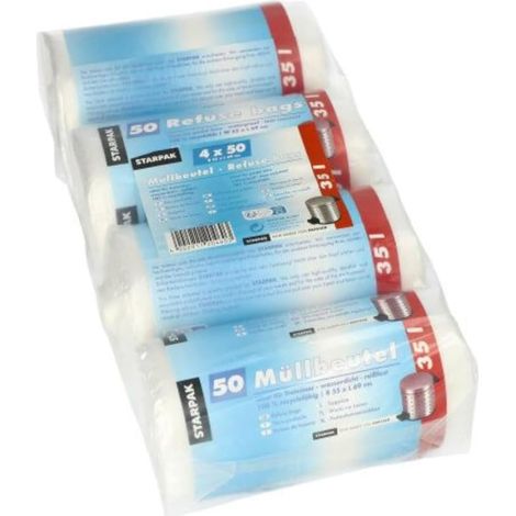 Lot de 200 sacs poubelle en polyéthylène haute densité 35 l 69 x 55 cm Transparent (1/5)