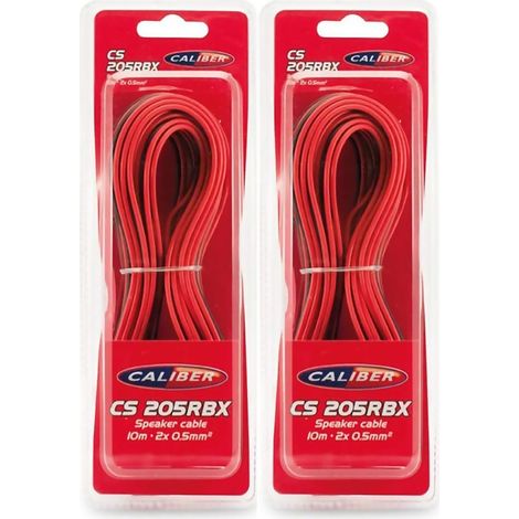 Câbles Audio Caliber CS-205RBX pour haut-parleur, 2x10M - 2x 0.5mm2 - Rouge/Noir