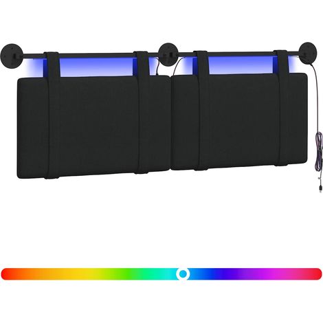 Hängendes Kopfteil Mit LED Licht Schwarz Stoff vidaXL