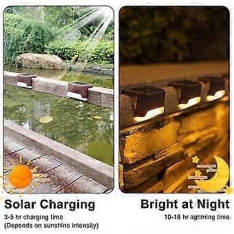 Lot de 4 lampes solaires LED SZTXJ pour terrasse, escaliers et clôtures extérieures. Lumière noire chaude. Éclairage étanche. (1/3)