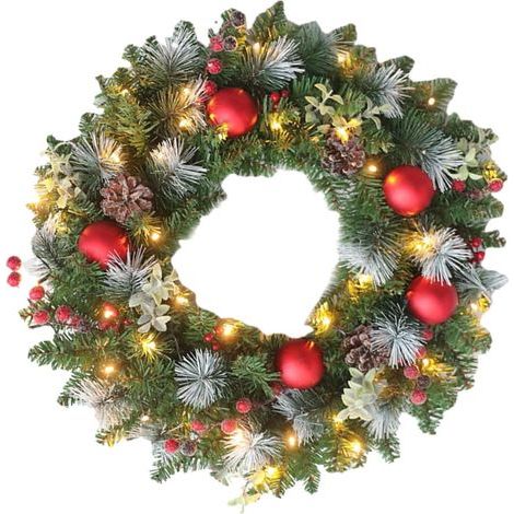 Couronne de Noël ronde en vigne (1 pièce) - Décoration murale, décoration de cheminée, guirlande de Noël, accessoires d'aménagement paysager, couronne PE Home (1/5)