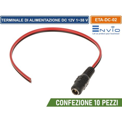 CONFEZIONE 10 PEZZI CAVO TERMINALE DI ALIMENTAZIONE 25 CM CON CONNETTORE CC FEMMINA DC 12V 138 V (1/3)