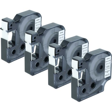 vhbw 4x Label Tape compatible with Tyco T107M  Label Printer 5.5m x 12 mm, Black on White, plastic, Polyester (1/5)