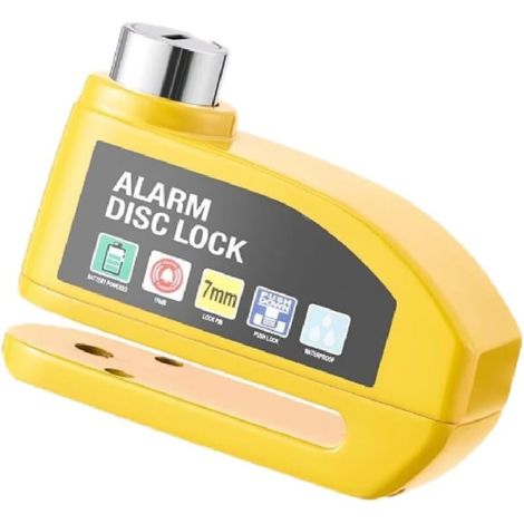 Antivol Disque Moto avec Alarme Sonore 110 dB pour Vélo et Scooter Jaune