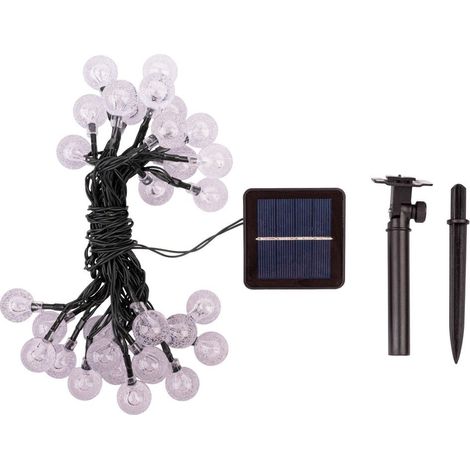 Guirlande lumineuse extérieure solaire avec boules aspect verre blanc chaud 868 cm - PANGIVO (1/5)