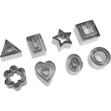 Emporte-pièces ronds en forme d'étoile, de fleur, de cœur, carrés, rectangulaires et triangulaires, en acier inoxydable, pour la pâtisserie. (1/5)