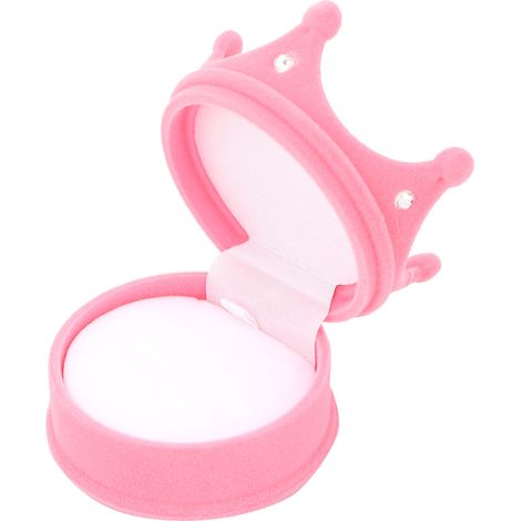 Boîte à bijoux couronne personnalisée au design rétro simple pour boucles d'oreilles et colliers, rose (1/5)
