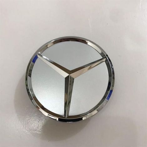 75-mm-Radnabenkappe, kompatibel mit allen Mercedes-Benz-Baureihen – Felgenmitte, Radnabenkappe, Kunststoff-Felgenzubehör, Radnabenkappen-Ersatz, 4er-Set – Mattsilber (1/2)