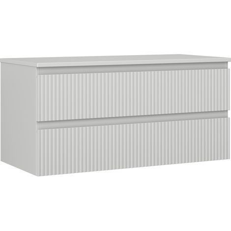 Mexen Rivel Badezimmer-Unterschrank 100 cm mit Platte, 2 Schubladen, gerillt, grau matt - 91A20-10047-2-BFFC62