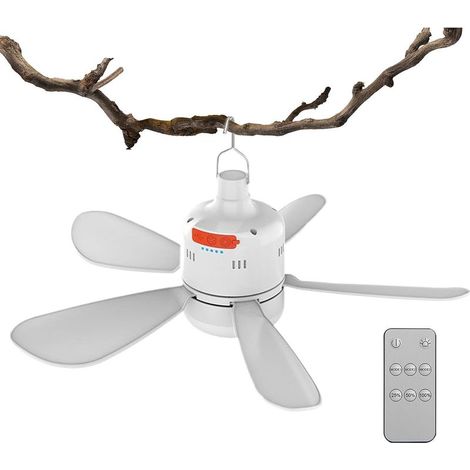Tragbarer Deckenventilator mit Licht, multifunktionaler, wiederaufladbarer Ventilator, ideal für Schlafzimmer, Terrassen und Reisen (1/5)