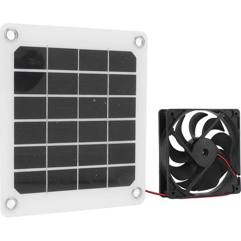 Ventilateur solaire 10W 5V étanche, panneau monocristallin portable pour camping-car, extracteur d'air extérieur, kit de ventilation autonome. (1/5)