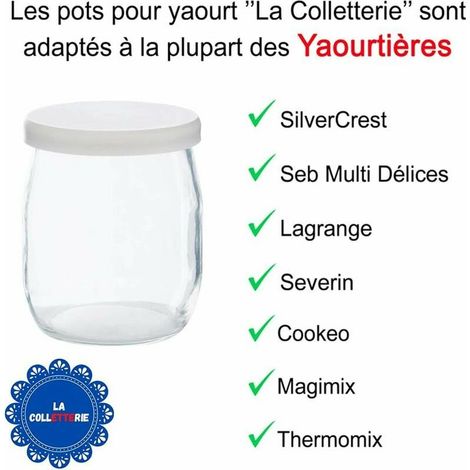 Confezione di 12 vasetti per yogurt in vetro con coperchio anti-goccia - Ideali per yogurtiere, multicuocer e robot da cucina (143 ml / 125 g) (1/3)