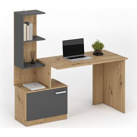 Bureau contemporain avec étagères et caisson de rangement JONAS (1/4)