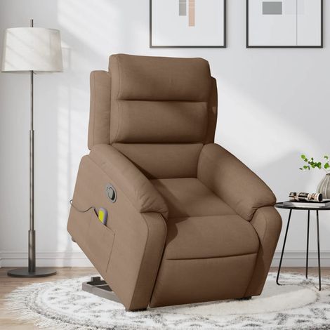 Fauteuil de massage inclinable-Chaise de relaxation-Fauteuil Relax Marron Tissu 817366 (1/5)
