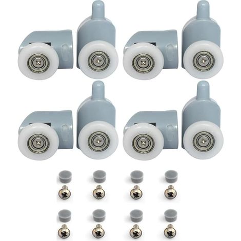 Lot de 8 roulettes simples pour porte de douche - 23 mm de diamètre - Pièces de rechange (YL010, 23M, lot de 8) (1/4)