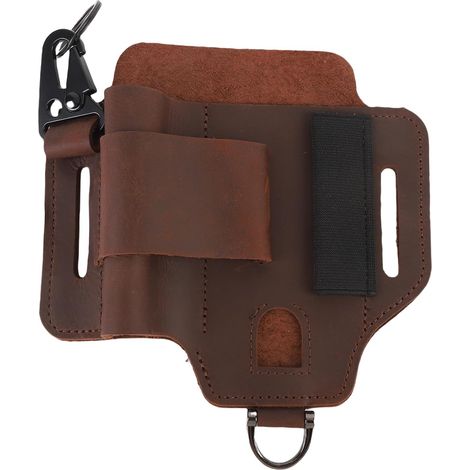 Sac à outils multifonctionnel en cuir Buachois pour ceinture, sac banane portable au design classique, organisateur pour les projets de réparation et les aventures en plein air, idéal pour (1/5)