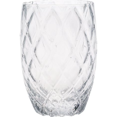 Collezione Losanghe Set 6 Bicchieri Tumbler in Vetro Trasparente Lavorato a Mano con Decorazione a Rombi per un Design Elegante e Moderno