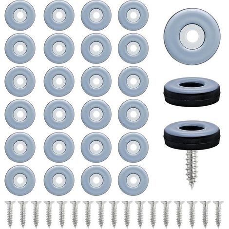 24 pièces - Patins de chaise à visser (30 mm de diamètre) - Protection de sol - PTFE (Téflon) - Patins pour pieds de meubles - (1/5)