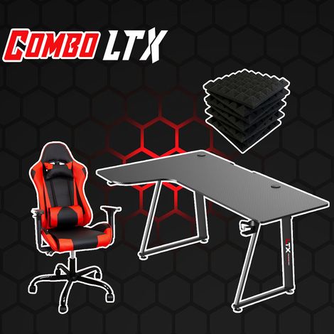Postazione Gaming LTX Rosso - GTX Sedia gaming ufficio scrivania tavolo pannelli fonoassorbenti set (1/5)