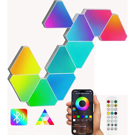 Kit de Panneaux LED Triangle - Éclairage Dynamique RGB pour Chambre & Game Room Contrôle à Distance Design Moderne et Minimaliste 10 (1/5)