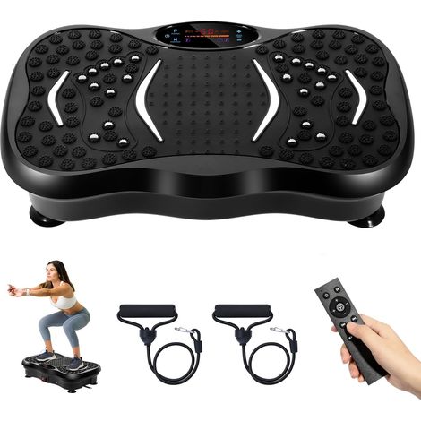 1 - Plaque De Vibration - Machine De Fitness - 5 Modes D&39entraînement - Haut-parleur Bluetooth Avec Bandes De Résistance Pour Usage Domestique Noir 60x40cm (1/5)