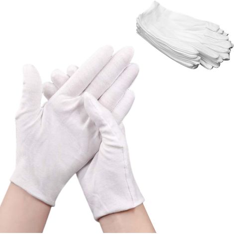 1 paire de gants de travail en coton, épais et blancs, taille S à XXL, usage industriel et quotidien (1/5)