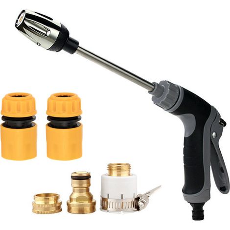 Pistolet à haute pression Set de tuyau de jardin, nettoyeur haute pression avec adaptateur en laiton, pistolet à eau, 3 modes de pulvérisation réglables pour la cour et le lavage (1/5)
