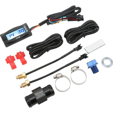 Manomètre 4 en 1 pour eau, huile, température, heure et tension, affichage numérique LCD, DC12V, universel pour moto, M14x1,5 (1/5)