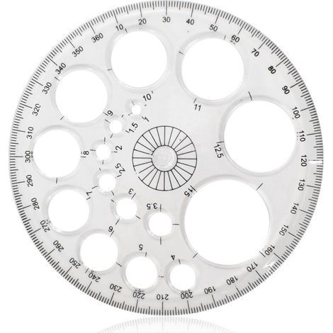 Circle Stencil, Round Normograph, Multifunctional Template - Plastic Measuring Ruler, Drawing Tool for All Ages (1/5)