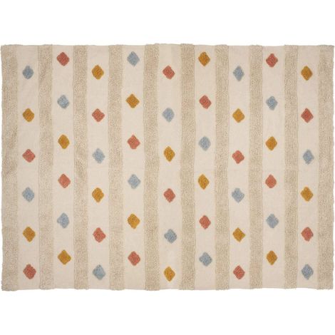Tapis enfant rectangle à pompons multicolores (1/5)