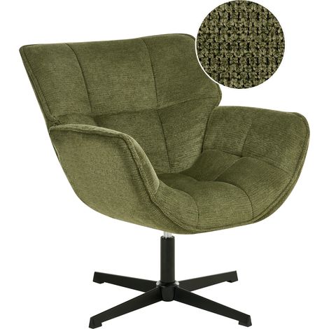 Sillón auxiliar tapizado con asiento curvo estructura giratoria asiento retro verde Auma (1/5)