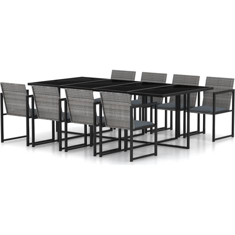 Ampio set da pranzo per giardino con tavolo e 8 sedie design chic vari colori colore : Grigio (1/5)