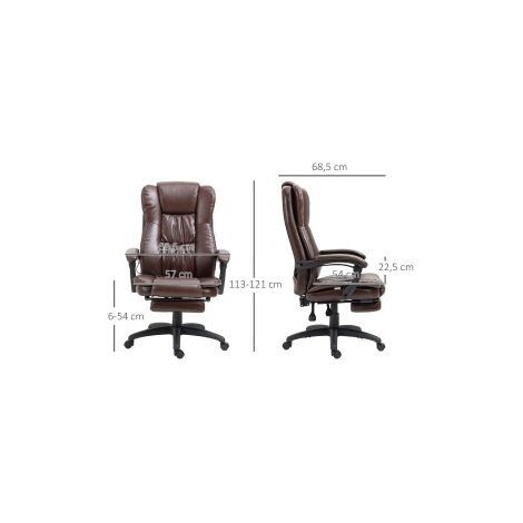 Chaise de bureau moderne 68,5x68,5x113-121 cm en similicuir brun, inclinable pour bureau FLORAGRACE (1/5)