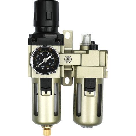 Séparateur d'eau Réducteur de pression Régulateur d'air comprimé pour compresseur d'air comprimé. filtre de 3/8 pouce et brouillard d'huile avec couvercle de tasse (3/8inch) (1/4)