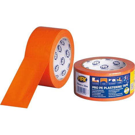 HPX PE5033 - Cinta de protección de PE para yeso Naranja (50mm x 33m) - herramienta profesional duradera, calidad garantizada, envío en 24h