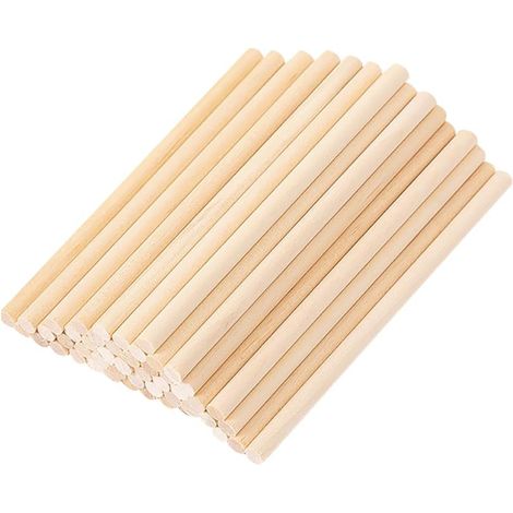 Lot de 100 tiges en Bois Brut pour travaux manuels - Bâtons Ronds en Bois Naturel - 10 cm (1/5)