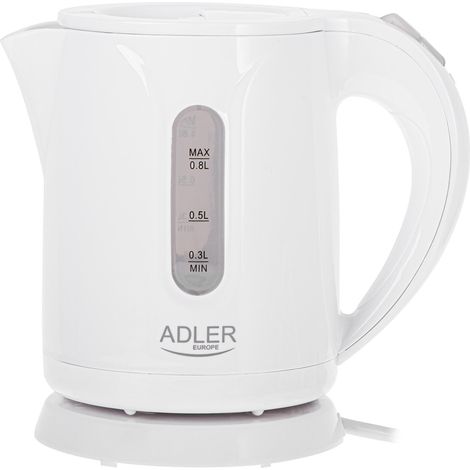 Adler Wasserkocher AD 1371W Elektrisch 850 W 0,8 l Edelstahl/Polypropylen 360° drehbarer Sockel Weiß (1/5)