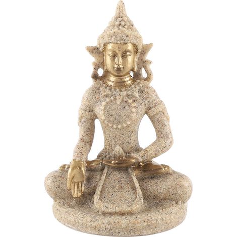 Estatua de Buda sentado en meditación, de resina dorada: elegante adorno de decoración de interiores, pieza artesanal para sala de estar u oficina.