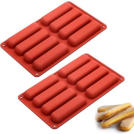 Moule Barre de Céréales, 2 Pièce Moule Silicone Patisserie de 8 Cavités pour Muffins, Moule à Biscuits, Moule Forme Gâteau (1/4)