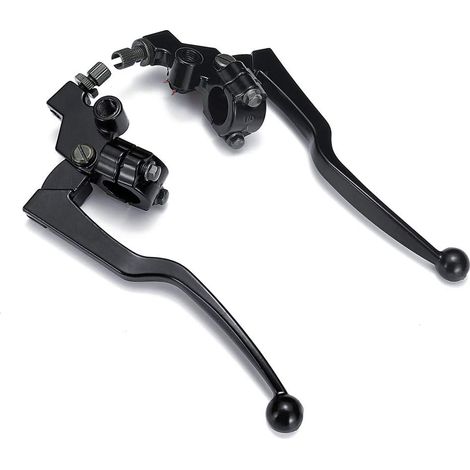 Adecuado para un par de manetas de freno y embrague de motocicleta de aluminio negro compatibles con el freno delantero por cable de la Honda FXD125 CG125. (1/4)