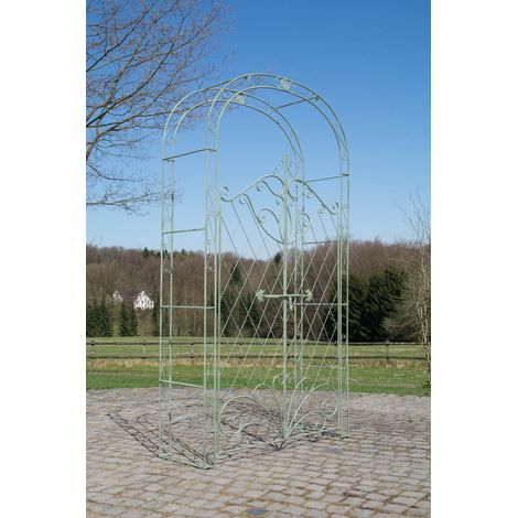 CLP – Arche de jardin avec porte Melissa – Hauteur 220 cm – Largeur 120 cm – Fer durable pour plantes grimpantes